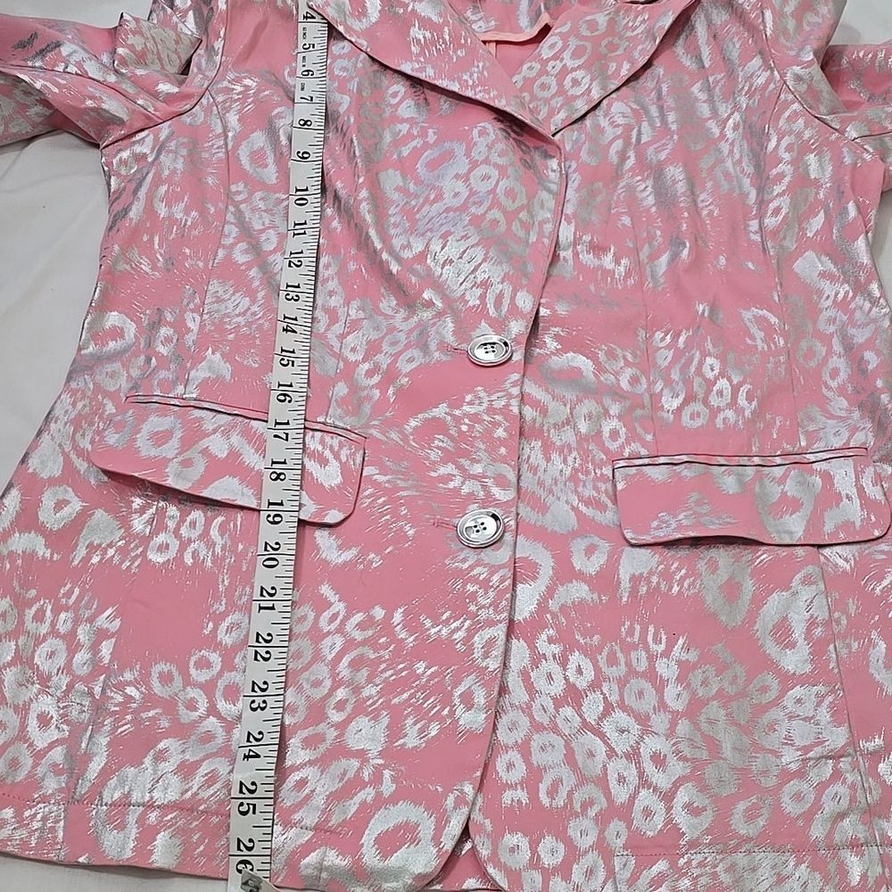 berek Pink and Silver Metallic Leopard Print Blazer - Picture 6 of 10